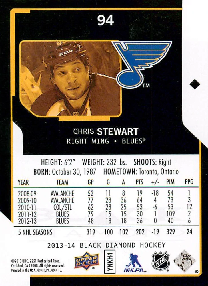 2013-14 UD Black Diamond - Chris Stewart #94