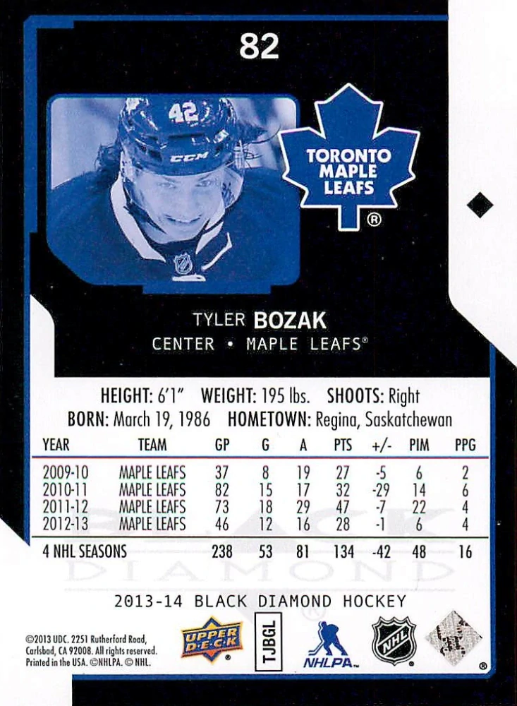 2013-14 UD Black Diamond - Tyler Bozak #82