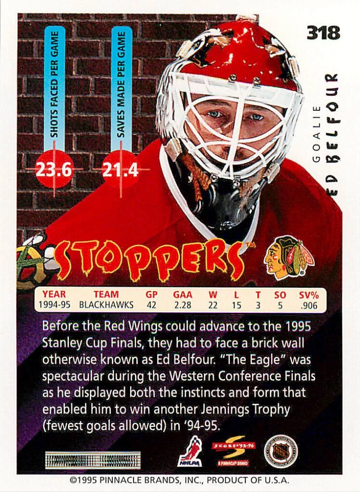 1995-96 Score - Ed Belfour - Stoppers #318