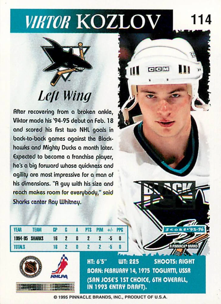 1995-96 Score - Viktor Kozlov - Black Ice #114