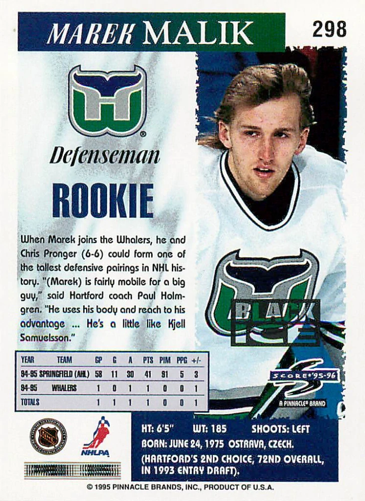 1995-96 Score - Marek Malík - Rookie - Black Ice #298