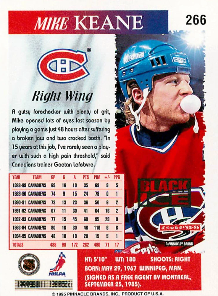 1995-96 Score - Mike Keane - Black Ice #266