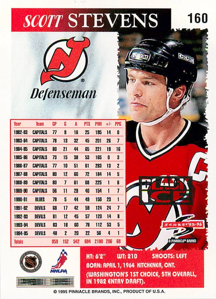 1995-96 Score - Scott Stevens - Black Ice #160