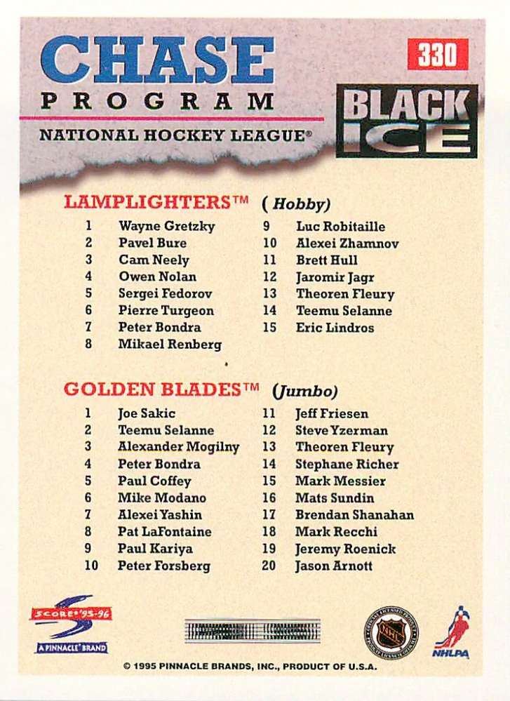 1995-96 Score - Chase Program - Black Ice #330