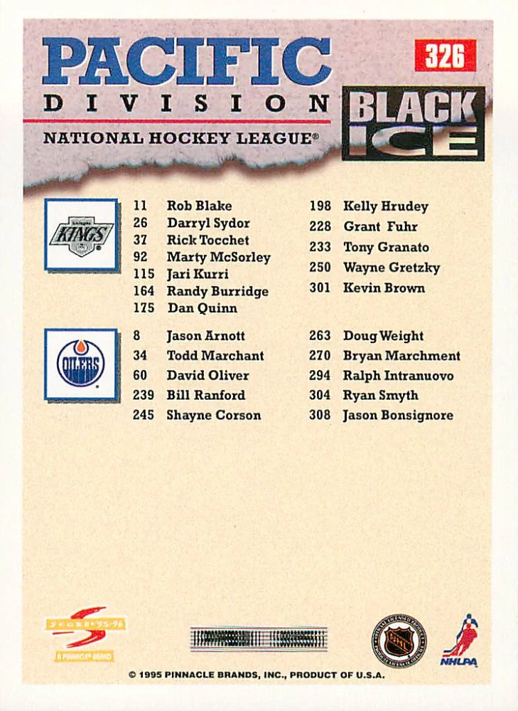 1995-96 Score - Pacific Division - Black Ice #326