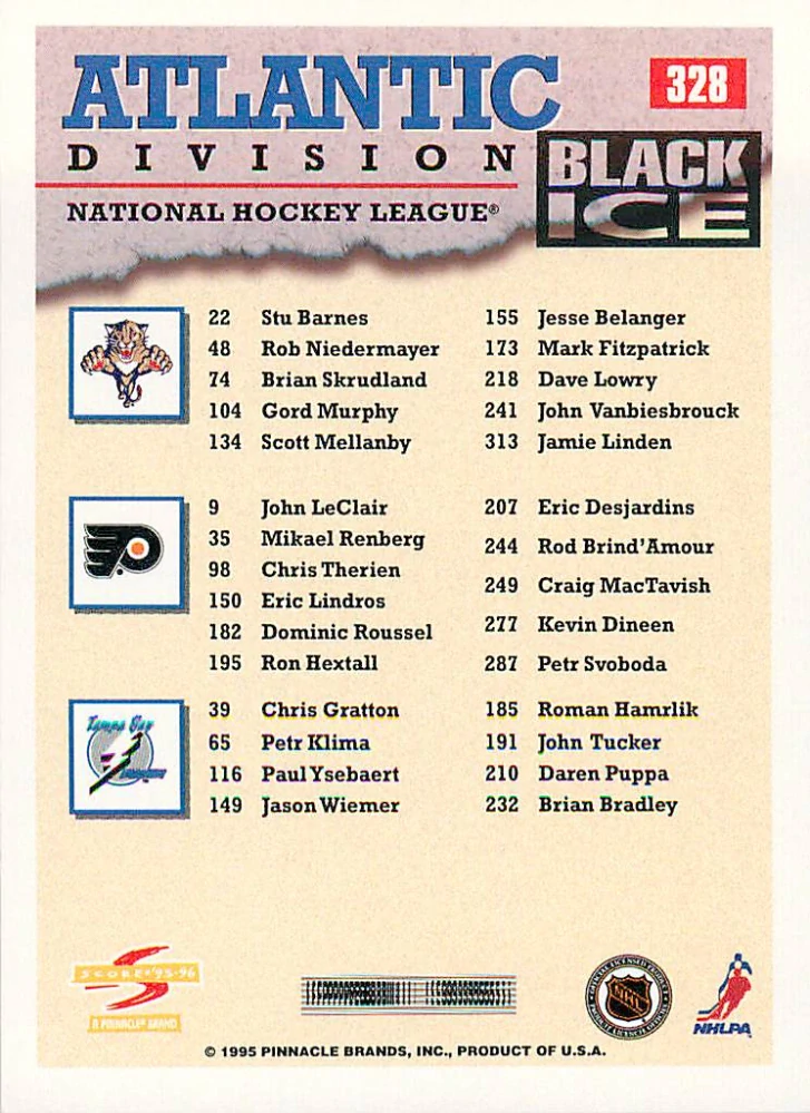 1995-96 Score - Atlantic Division - Black Ice #328