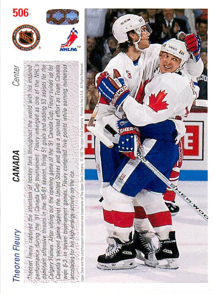 1991-92 UD Series - Theoren Fleury - Canada Cup (English) #506
