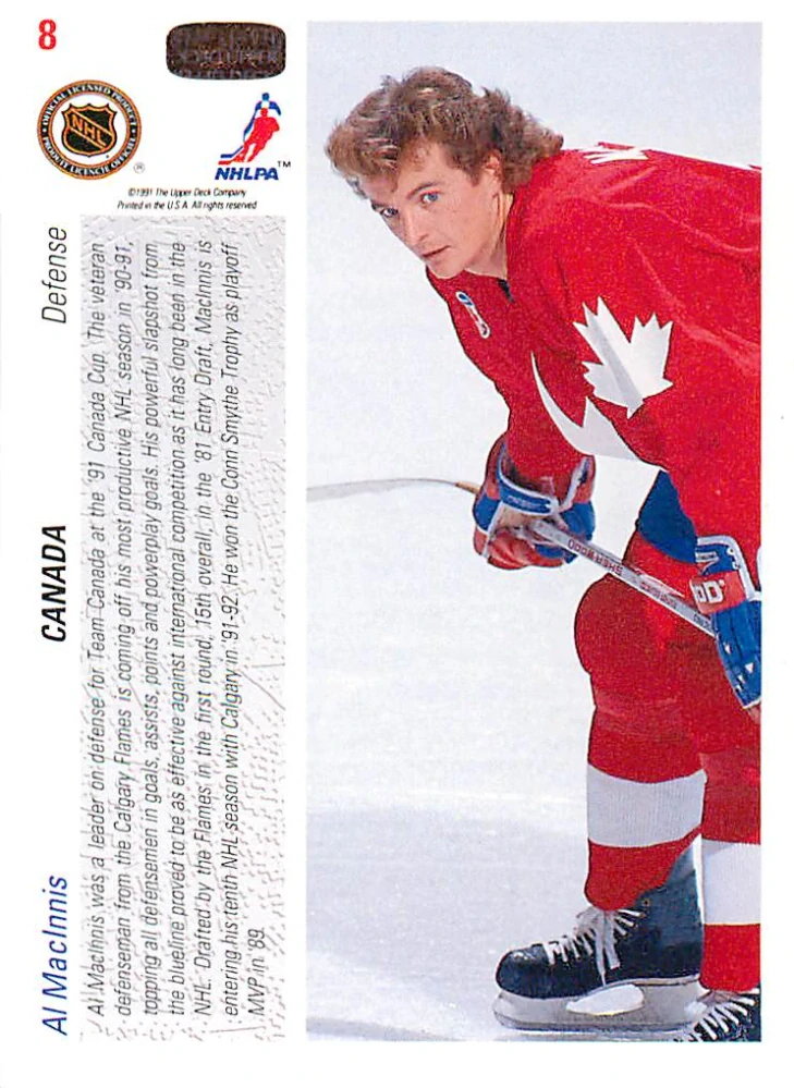1991-92 UD Series - Al MacInnis - Canada Cup (English) #8