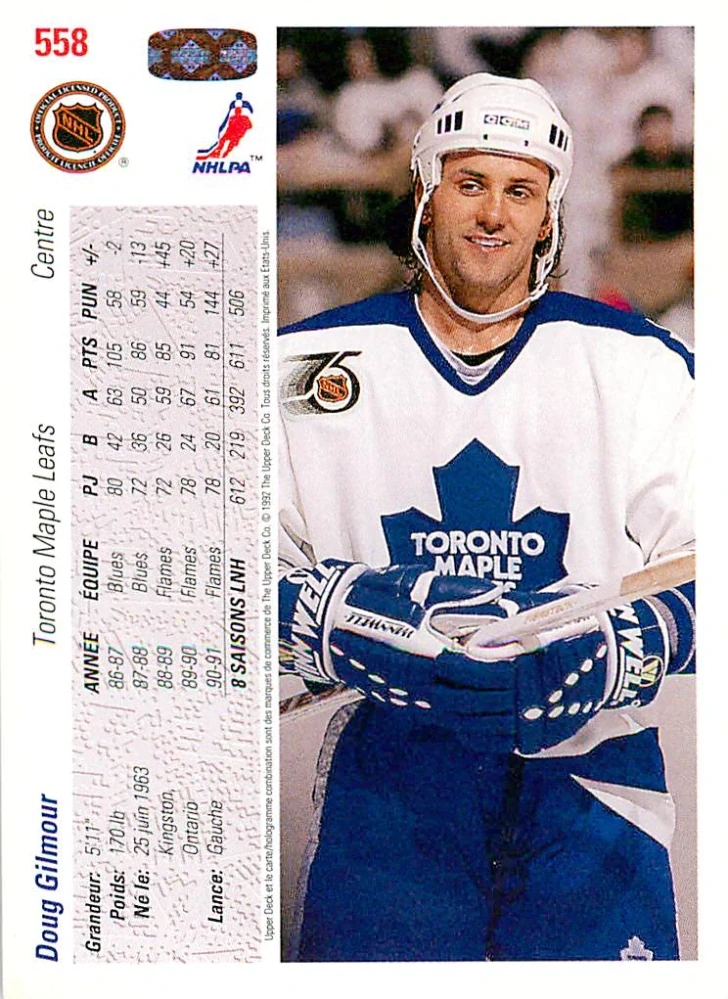 1991-92 UD Series - Doug Gilmour (French) #558
