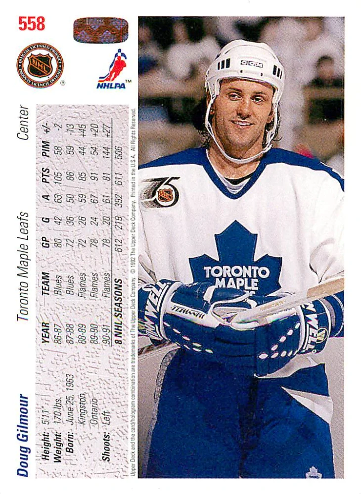 1991-92 UD Series - Doug Gilmour (English) #558