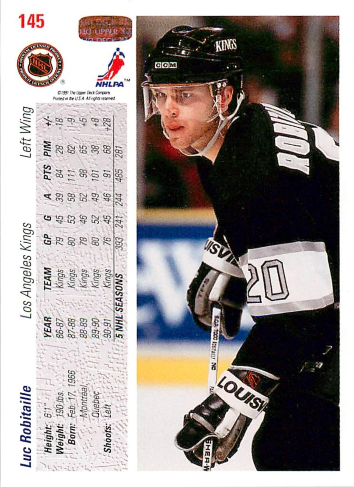 1991-92 UD Series - Luc Robitaille (English) #145