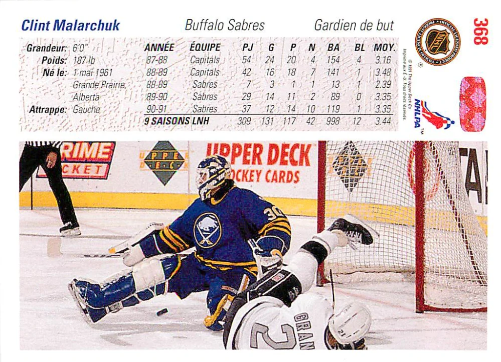 1991-92 UD Series - Clint Malarchuk (French) #368
