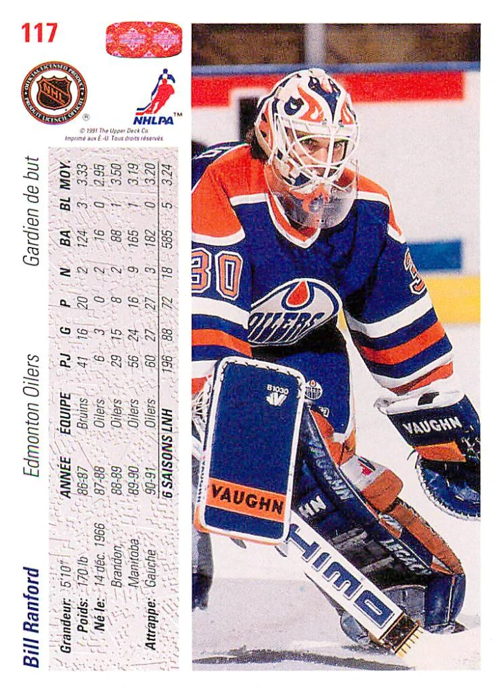 1991-92 UD Series - Bill Ranford (French) #117