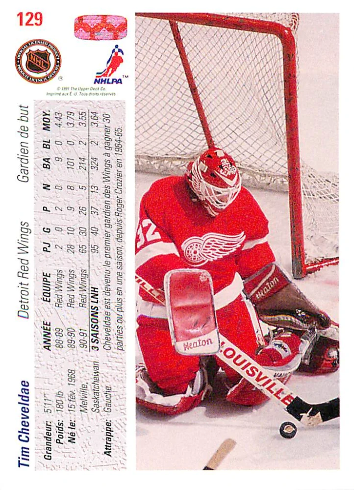 1991-92 UD Series - Tim Cheveldae (French) #129