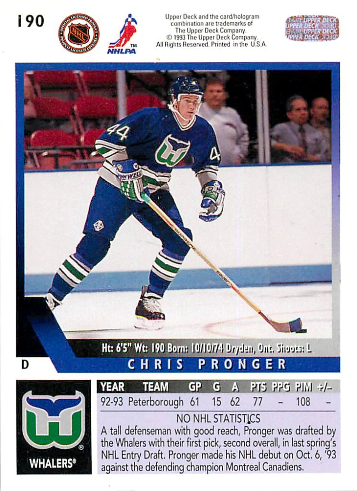 1993-94 UD Series 1 - Chris Pronger #190