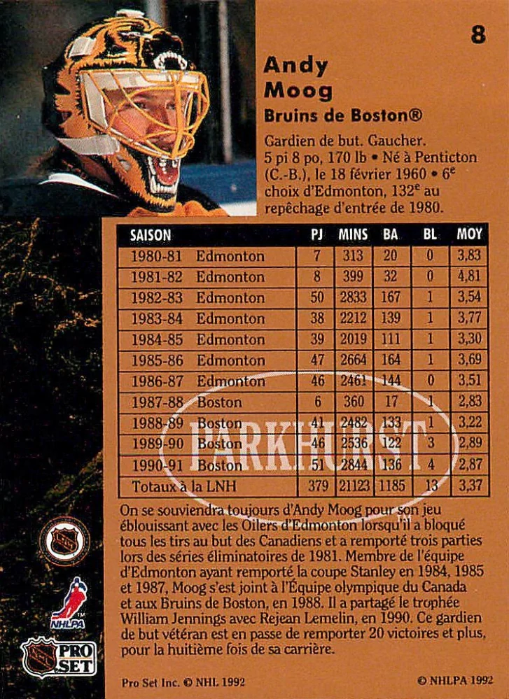 1991-92 Parkhurst - Andy Moog #8