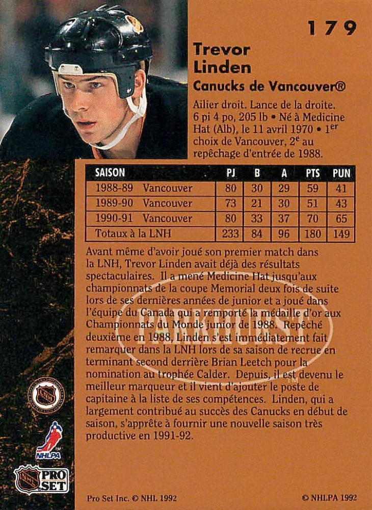 1991-92 Parkhurst - Trevor Linden #179