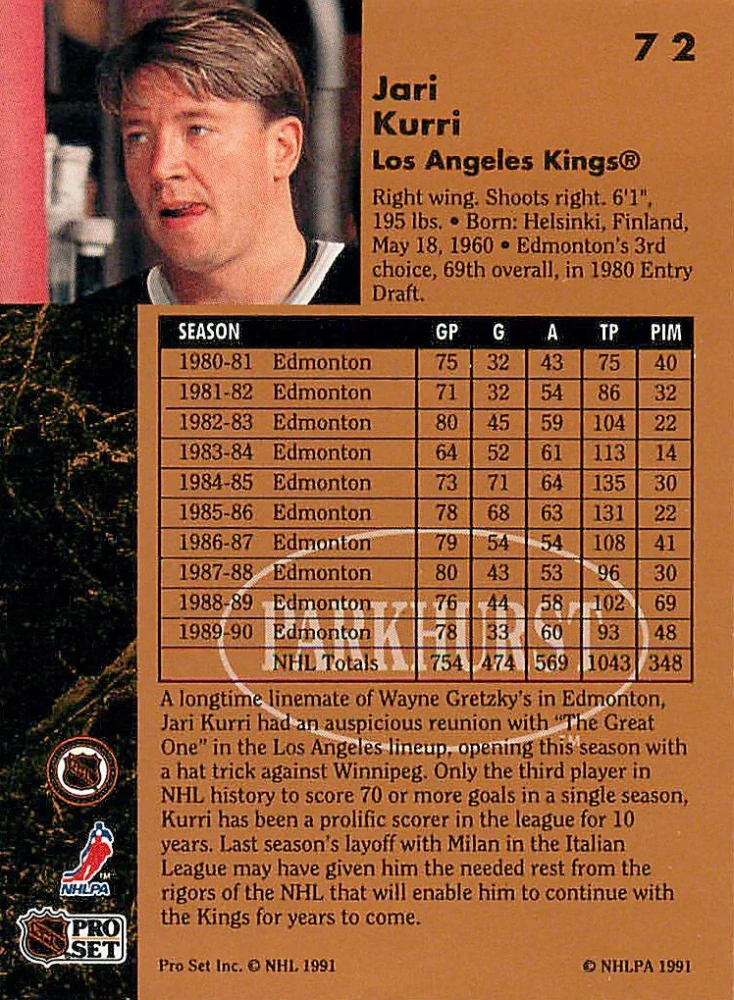 1991-92 Parkhurst - Jari Kurri #72