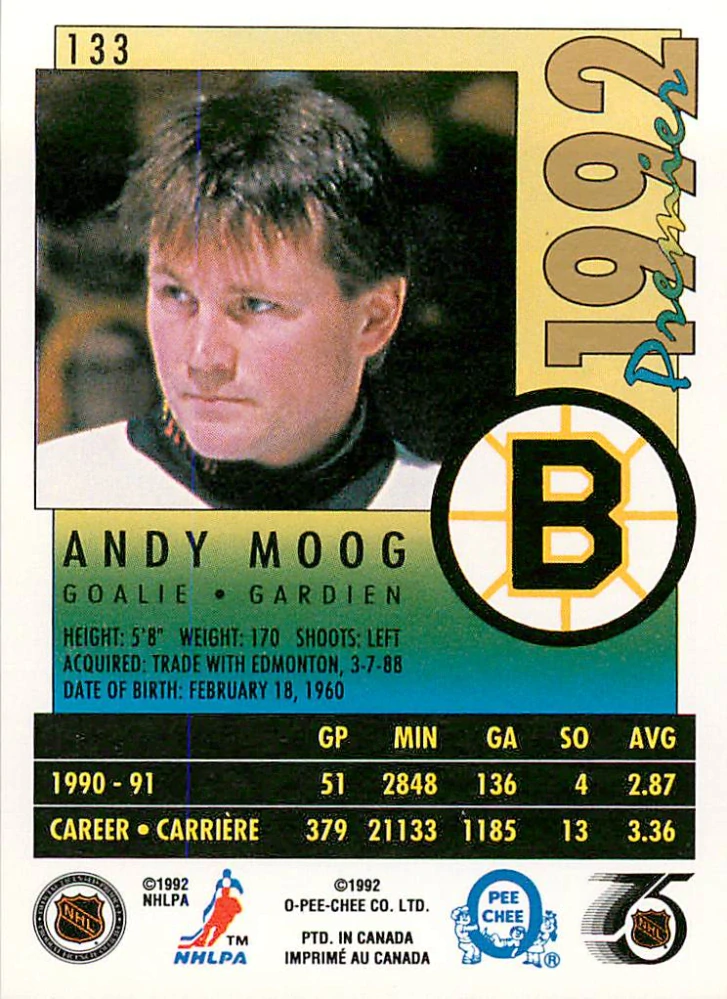 1991-92 O-Pee-Chee Premier - Andy Moog #133