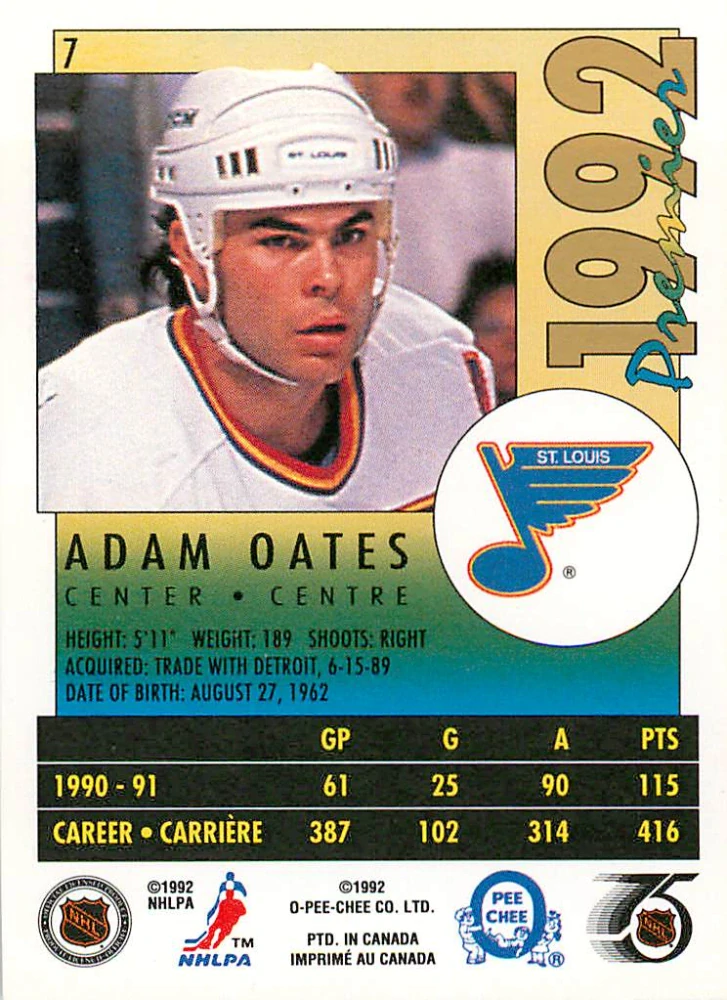 1991-92 O-Pee-Chee Premier - Adam Oates #7