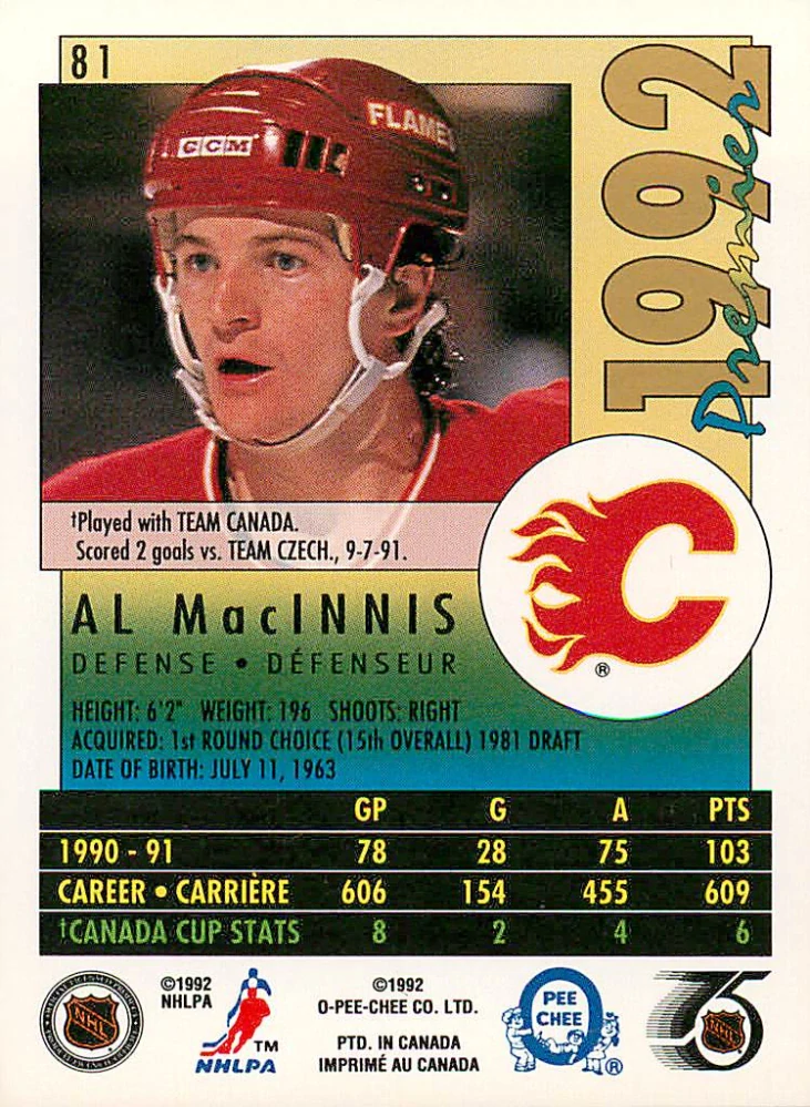 1991-92 O-Pee-Chee Premier - Al MacInnis #81