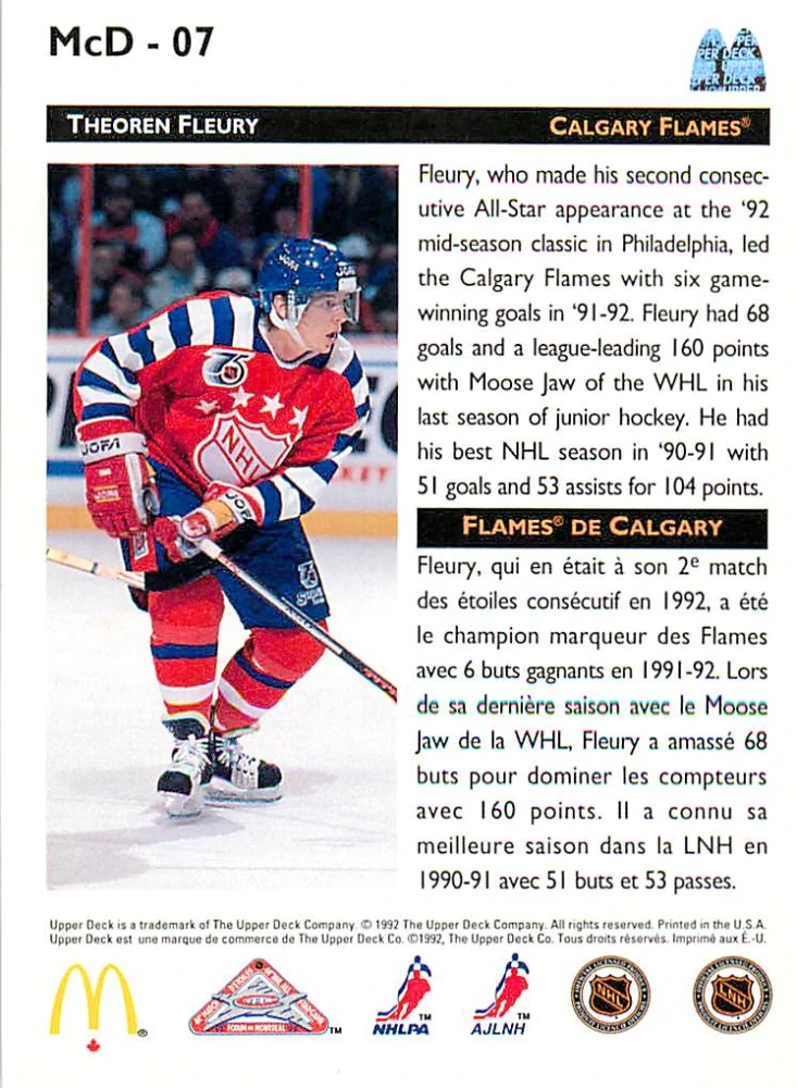 1992-93 UD McDonald's - Theoren Fleury #McD-07