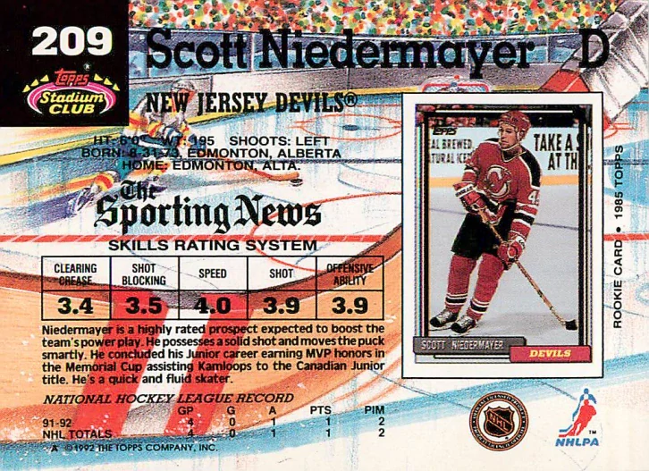 1992-93 Topps Stadium Club - Scott Niedermayer #209