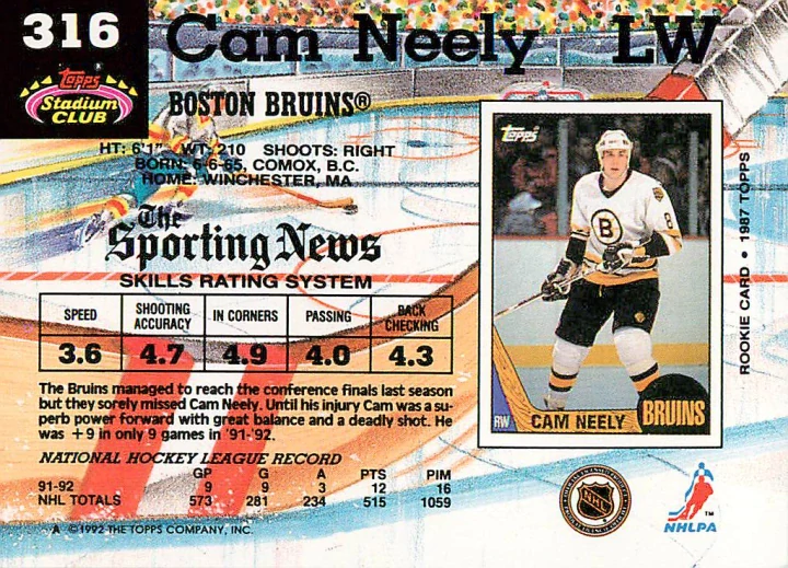 1992-93 Topps Stadium Club - Cam Neely #316