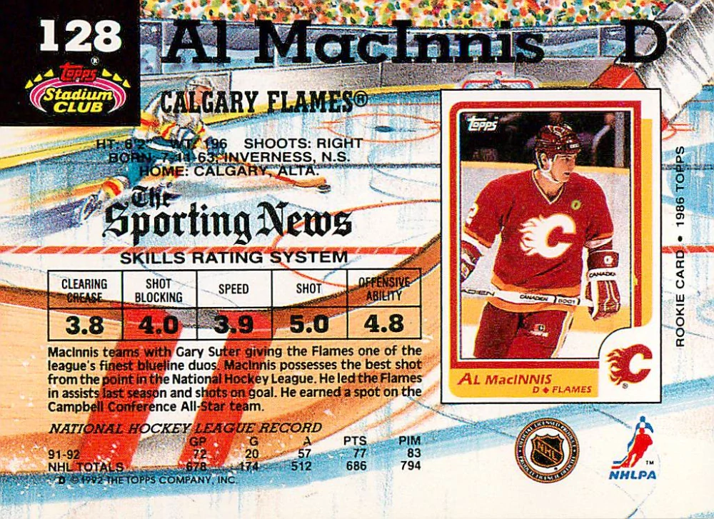 1992-93 Topps Stadium Club - Al MacInnis #128