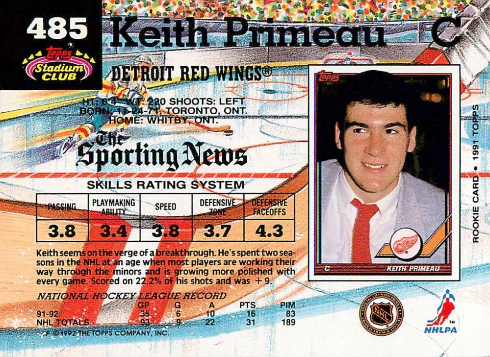1992-93 Topps Stadium Club - Keith Primeau #485