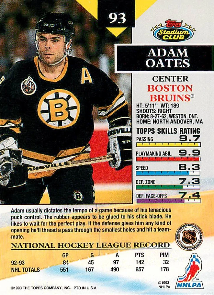 1993-94 Topps Stadium Club - Adam Oates #93