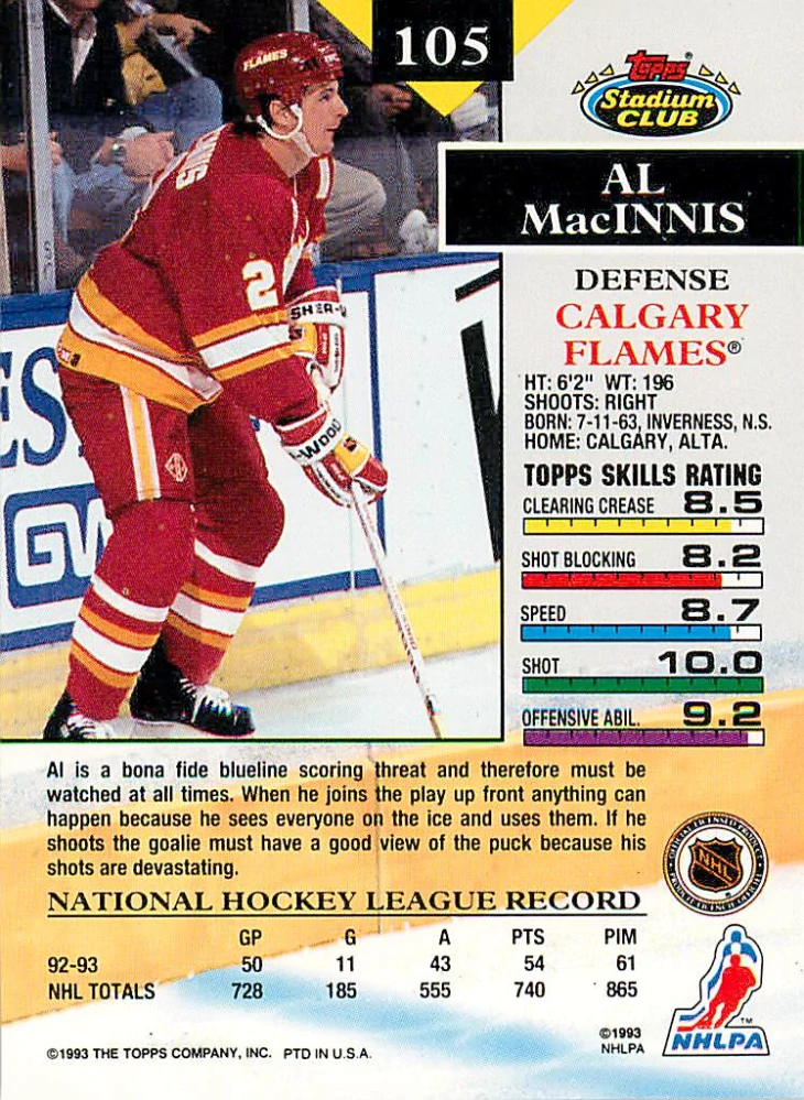 1993-94 Topps Stadium Club - Al MacInnis #105