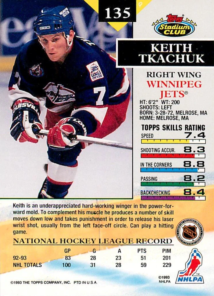 1993-94 Topps Stadium Club - Keith Tkachuk #135