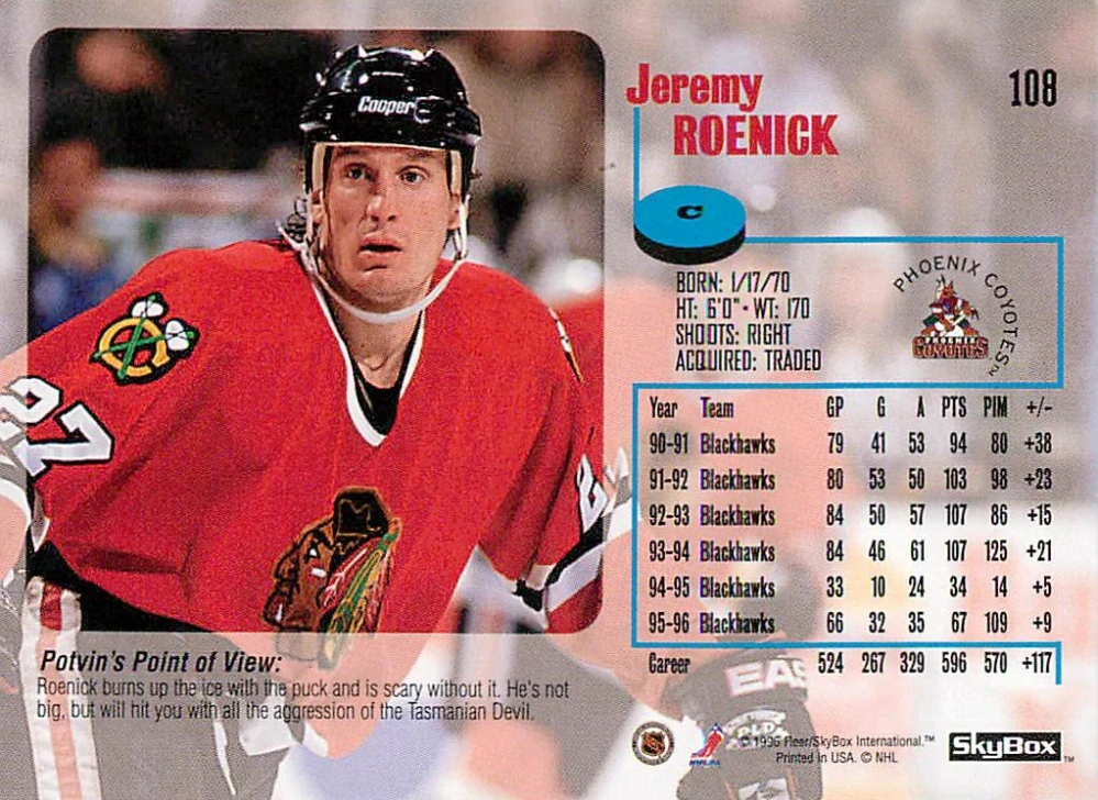 1996-97 Skybox Impact - Jeremy Roenick #108