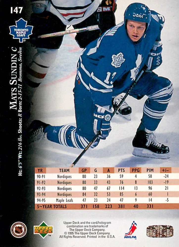 1995-96 UD Series 1 - Mats Sundin #147