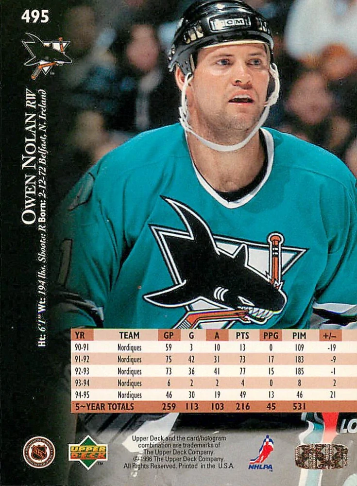 1995-96 UD Series 2 - Owen Nolan #495