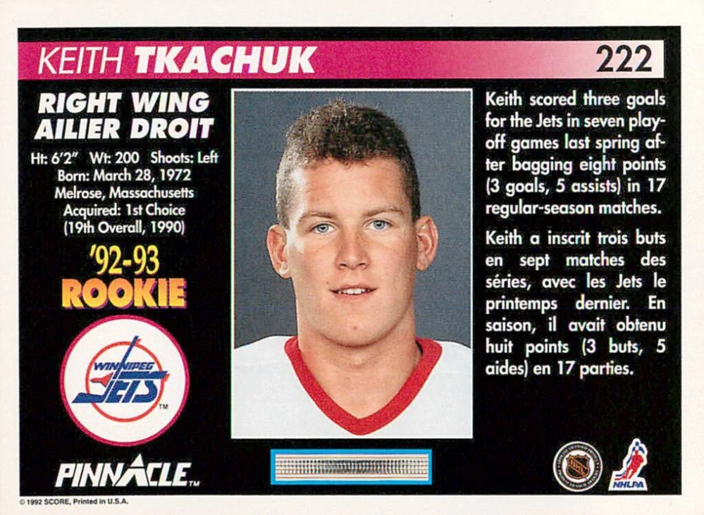 1992-93 Pinnacle Canadian - Keith Tkachuk - Rookie #222