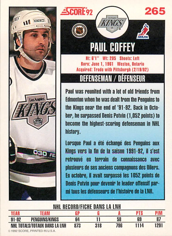 1992-93 Score Canadian - Paul Coffey #265