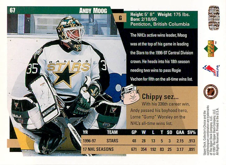 1997-98 UD Collector's Choice - Andy Moog #67