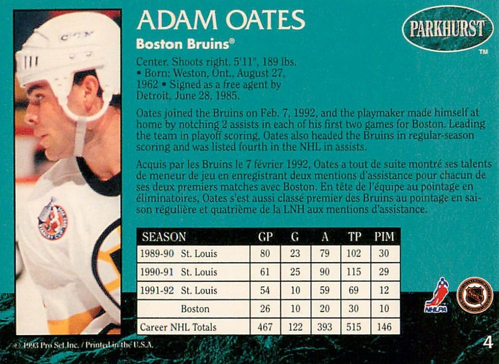 1992-93 Parkhurst  - Adam Oates #4