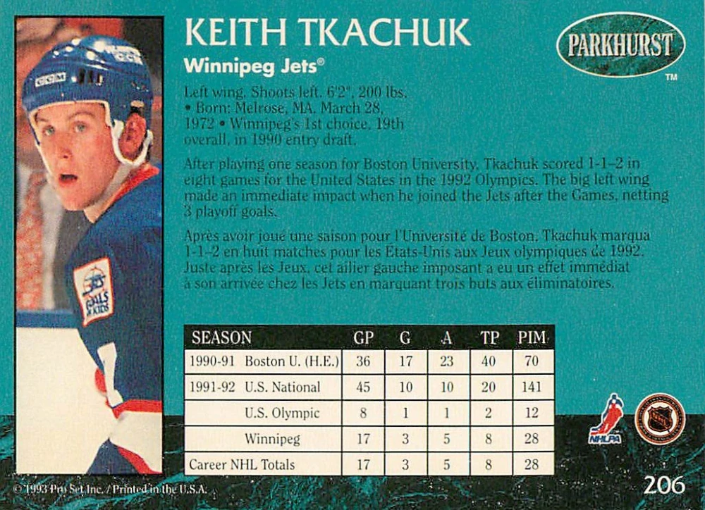 1992-93 Parkhurst - Keith Tkachuk #206