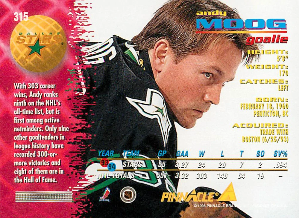 1994-95 Pinnacle - Andy Moog #315