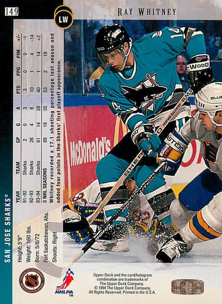1994-95 UD Series 1 - Ray Whitney #149