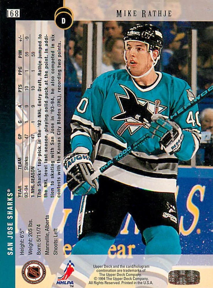 1994-95 UD Series 1 - Mike Rathje #168