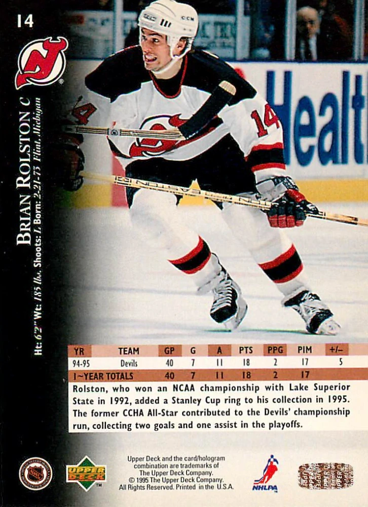 1995-96 UD Series 1 - Brian Rolston #14