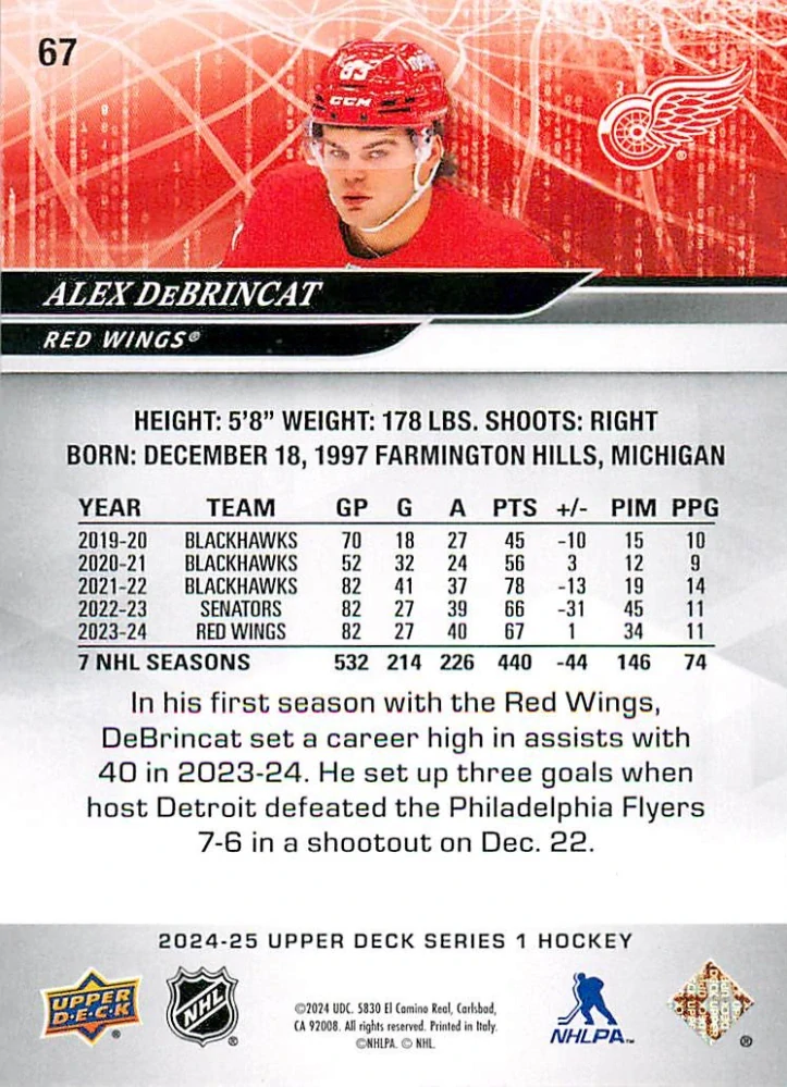 2024-25 UD Series 1 - Alex DeBrincat #67