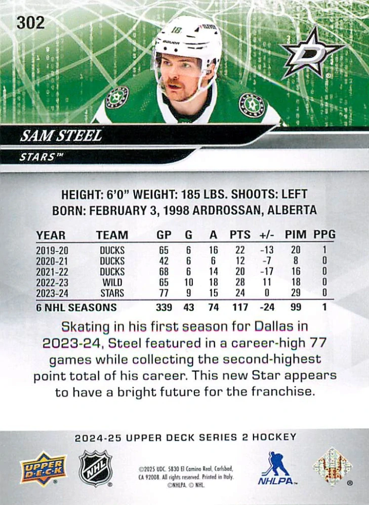 2024-25 UD Series 2 - Sam Steel #302