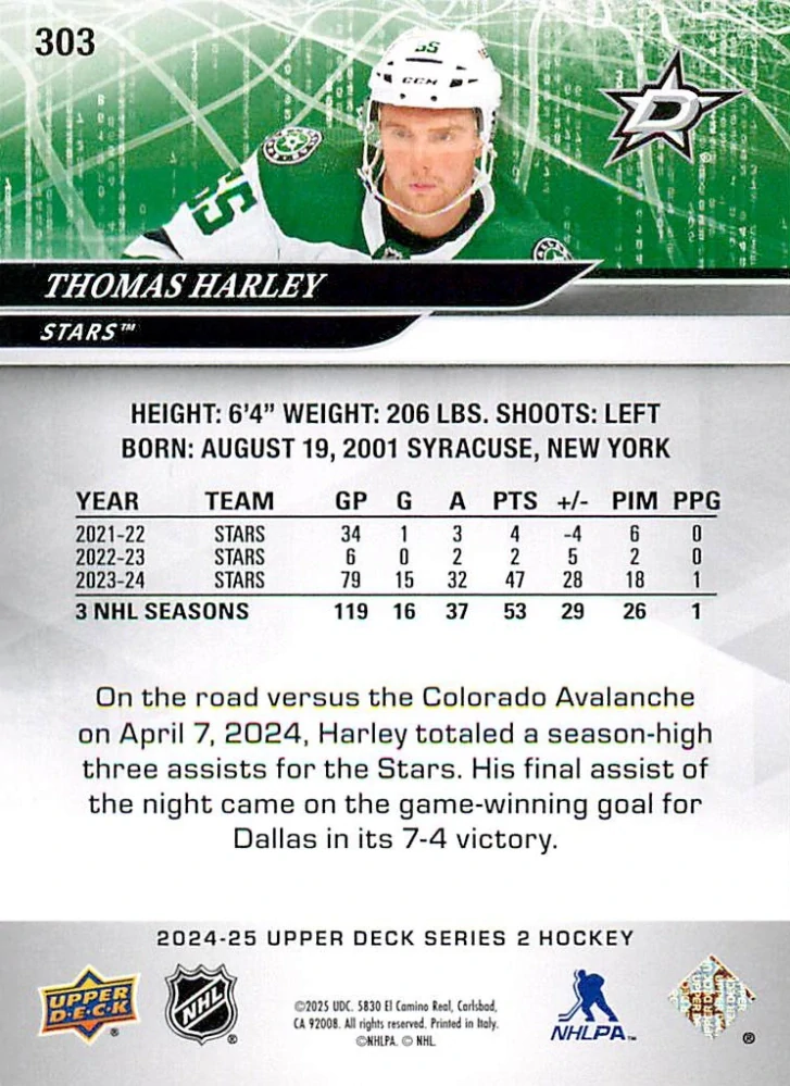 2024-25 UD Series 2 - Thomas Harley #303