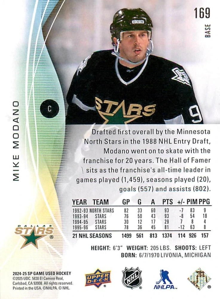 2024-25 UD SP Game Used - Mike Modano #169