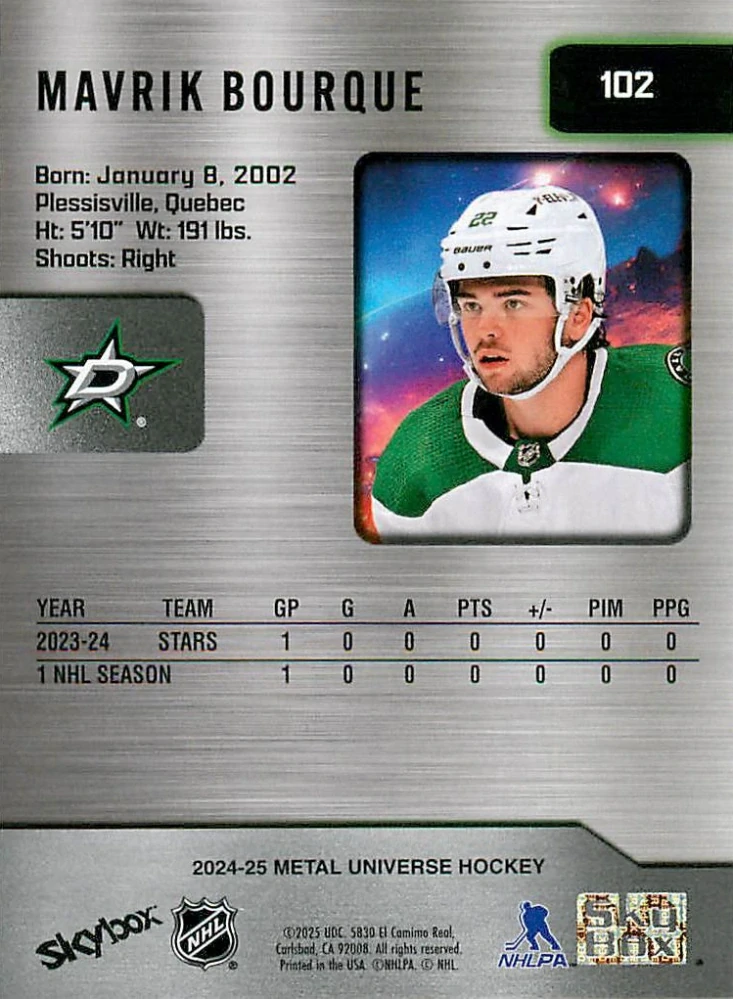 2024-25 UD Skybox Metal Universe - Mavrik Bourque - Rookie #102